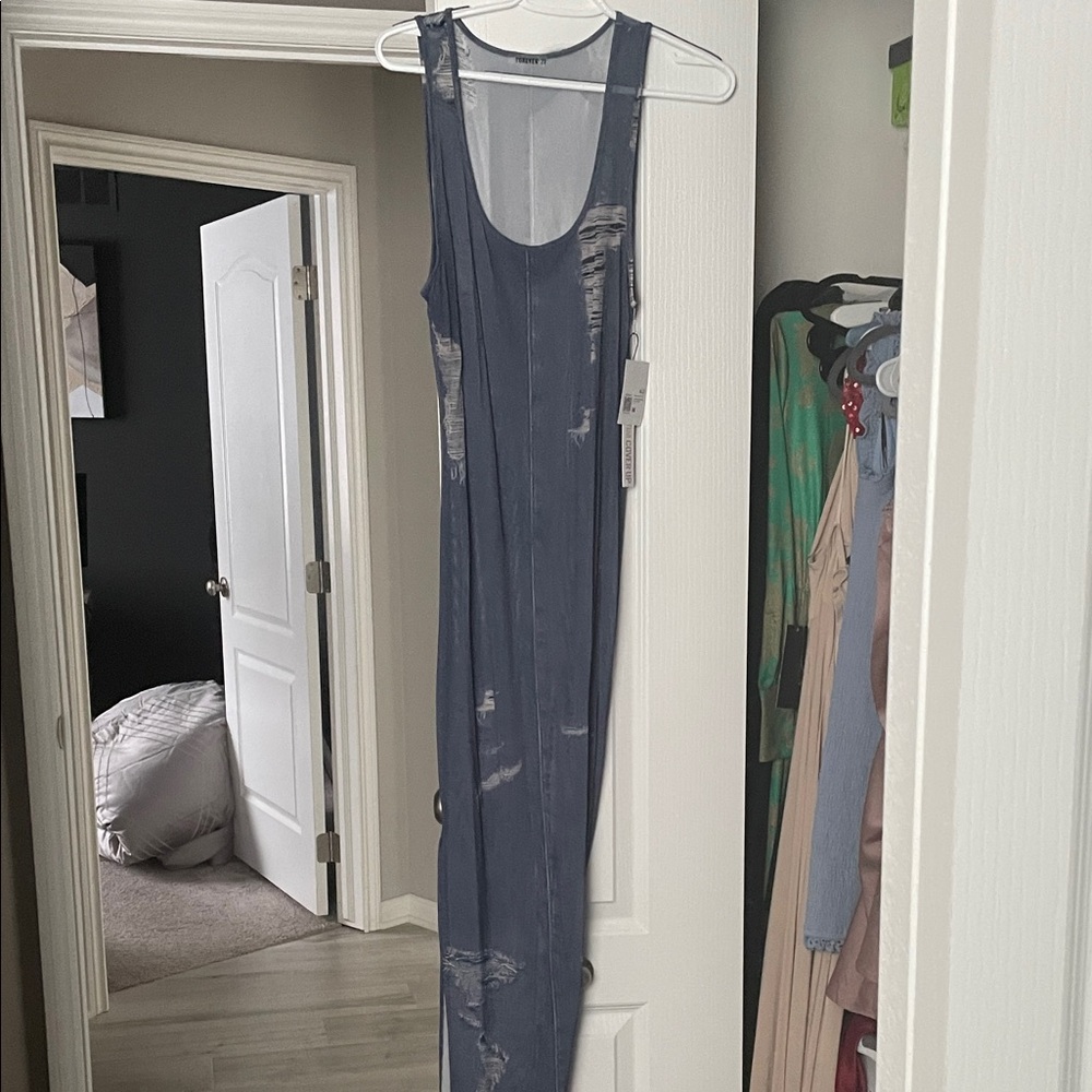 Forever 21 Distressed Blue Swim Coverup